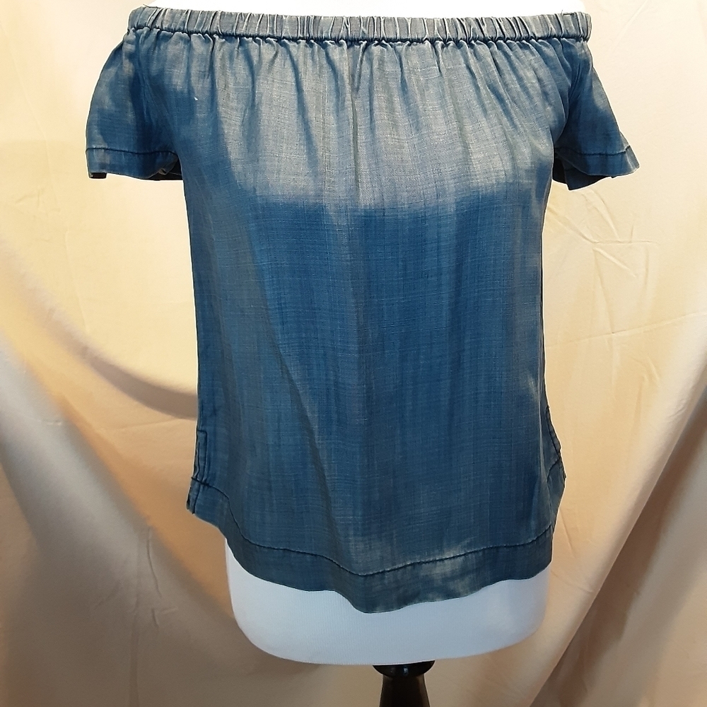 Velvet Heart Denim Like Peasant Top SZ SM